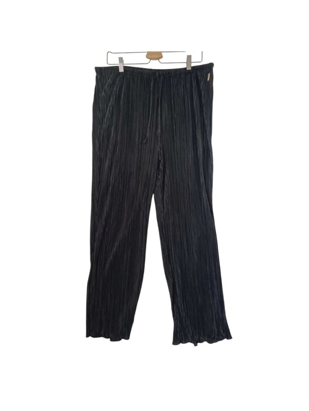 Danskin Womens Black Pleated Wide Leg‎ Drawstring Elastic Waist Pants XL 1427-47